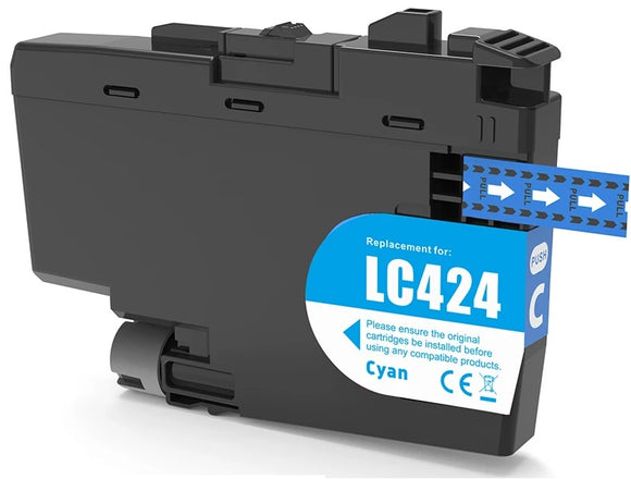1 Compatible Cyan Ink Cartridge, Replaces For Brother LC424C NON-OEM