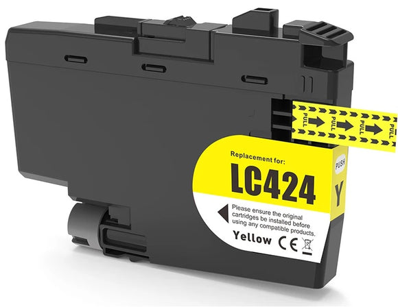1 Compatible Yellow Ink Cartridge, Replaces For Brother LC424Y NON-OEM