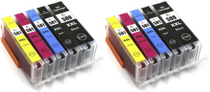 10 Compatible Ink Cartridges, For Canon PGI-580XXLBK, CLI-581XXLBKCMY, NON-OEM
