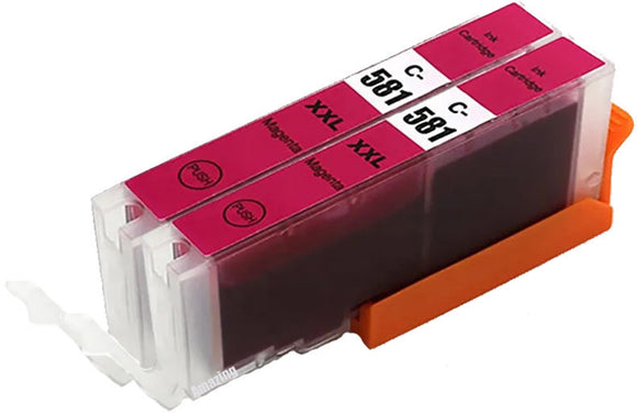2 Magenta Ink Cartridges, For Canon CLI-581MXXL, 1996C001, NON-OEM