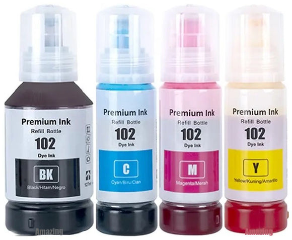 4 Compatible Ink Bottle, For Epson 102, T03R1, T03R2, T03R3, T03R4, T03R6