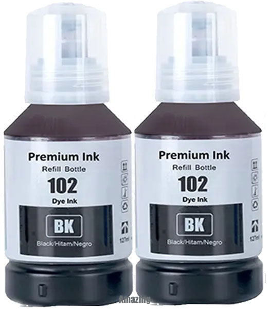 2 Compatible Black Ink Bottle, For Epson 102, T03R1, Non-OEM