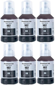 6 Compatible Black Ink Bottle, For Epson 102, T03R1, Non-OEM