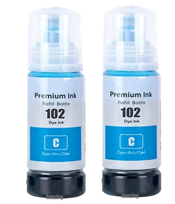 2 Compatible Cyan Ink Bottle, For Epson 102, T03R2, Non-OEM