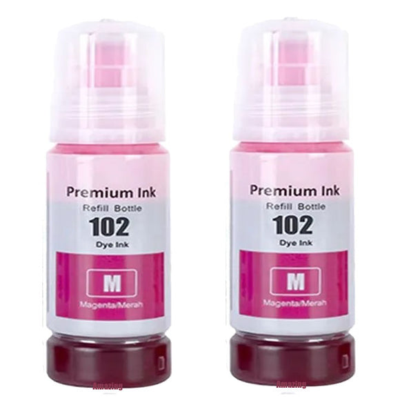 2 Compatible Magenta Ink Bottle, For Epson 102, T03R3, Non-OEM