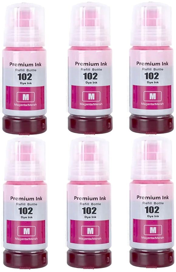 6 Compatible Magenta Ink Bottle, For Epson 102, T03R3, Non-OEM