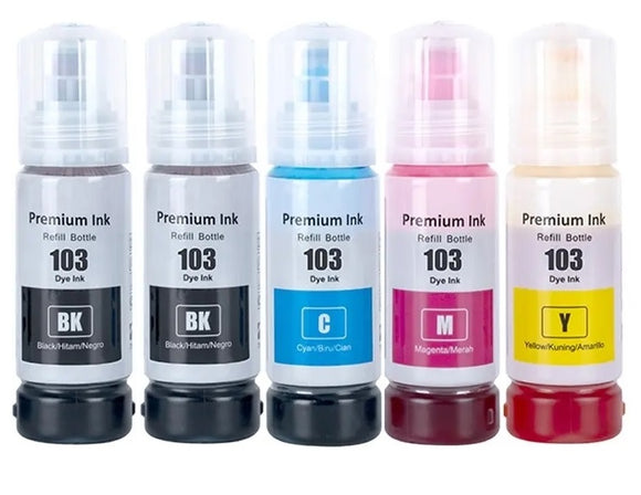 5 Compatible Ink Bottle, For Epson 103, T00S1, T00S2, T00S3, T00S4, T00S6
