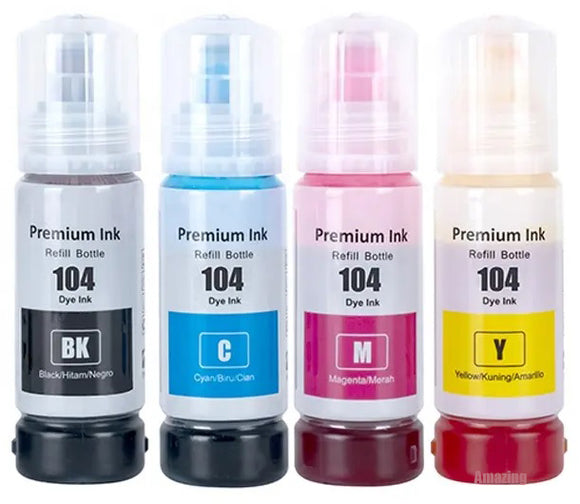 4 Compatible Ink Bottle, For Epson 104, T00P1, T00P2, T00P3, T00P4, T00P6