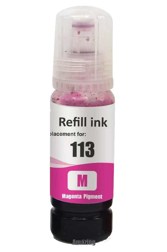 1 Compatible Magenta Ink Bottle, For Epson 113, T06B3, Non-OEM