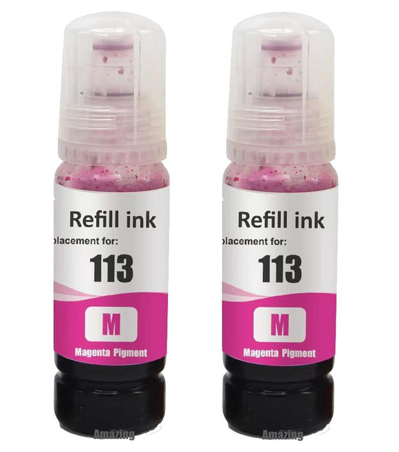 2 Compatible Magenta Ink Bottle, For Epson 113, T06B3, Non-OEM