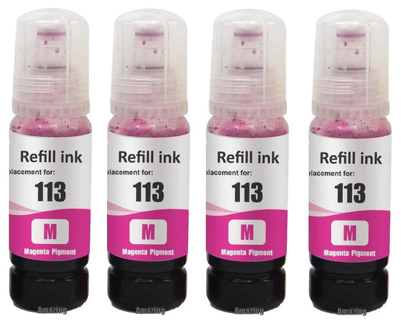 4 Compatible Magenta Ink Bottle, For Epson 113, T06B3, Non-OEM