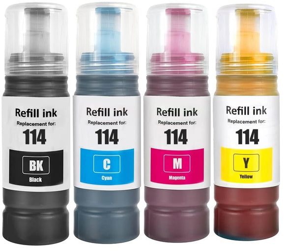 4 Compatible Ink Bottle, For Epson 114, T07A1, T07B2, T007B3, T07B4