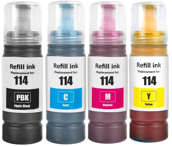 4 Compatible Ink Bottle, For Epson 114, T07B1, T07B2, T007B3, T07B4