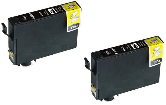 2 Compatible E27 Black Ink Cartridge for Epson 27 T2701, Non-OEM