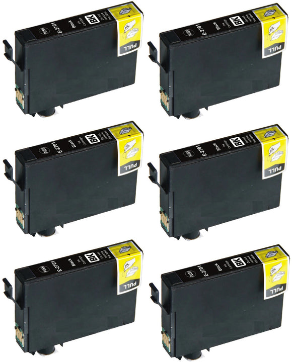 6 Compatible E27 Black Ink Cartridge for Epson 27 T2701, Non-OEM