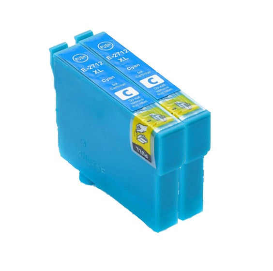 2 Compatible E27XL Cyan Ink Cartridges, For Epson 27XL, T2712, NON-OEM