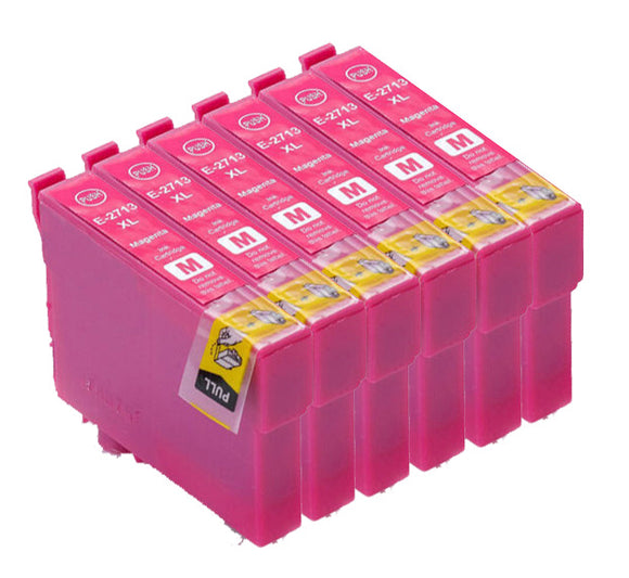 6 Compatible E27XL Magenta Ink Cartridges, For Epson 27XL T2713, Non-OEM