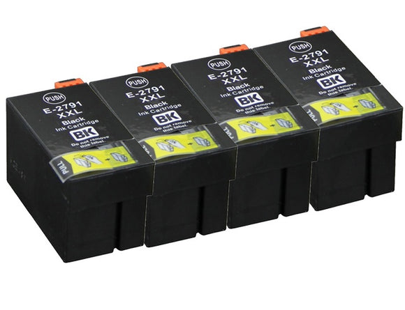 4 Compatible E27XXL Black Ink Cartridge for Epson 27XXL T2791, Non-OEM