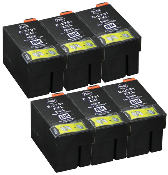 6 Compatible E27XXL Black Ink Cartridge for Epson 27XXL T2791, Non-OEM