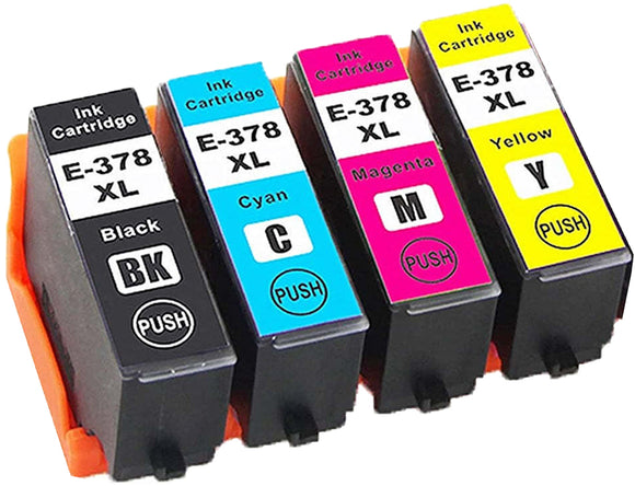 4 Compatible Ink Cartridges, For Epson 378XL, T3791, T3792, T3793, T3794, NON-OEM