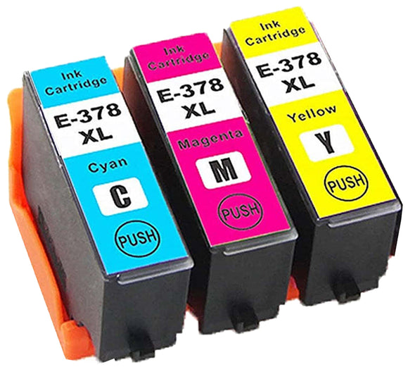 3 Compatible Ink Cartridges, For Epson 378XL, T3792, T3793, T3794, NON-OEM