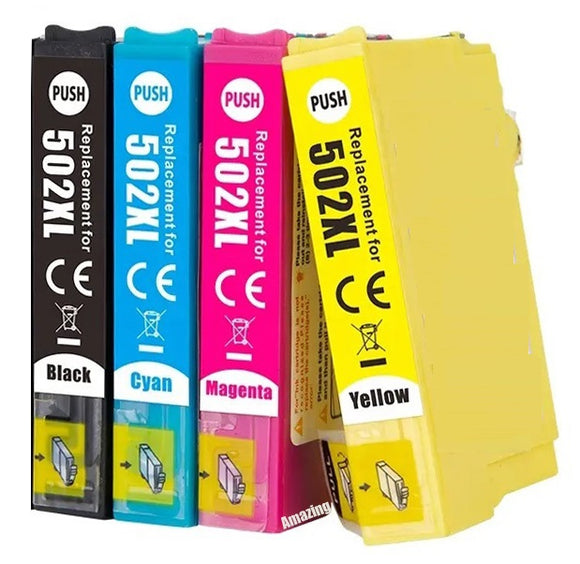 4 Compatible High Capacity Multipack Ink Cartridges, For Epson 502XL, T02W6 NON-OEM