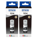 Genuine Epson 104, Twin Black Ecotank Ink Bottle, T00P1, C13T00P140