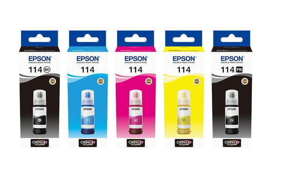 Genuine Epson 114, Multipack Ink Bottle, T07A1, T07B1, T07B2, T07B3, T07B4
