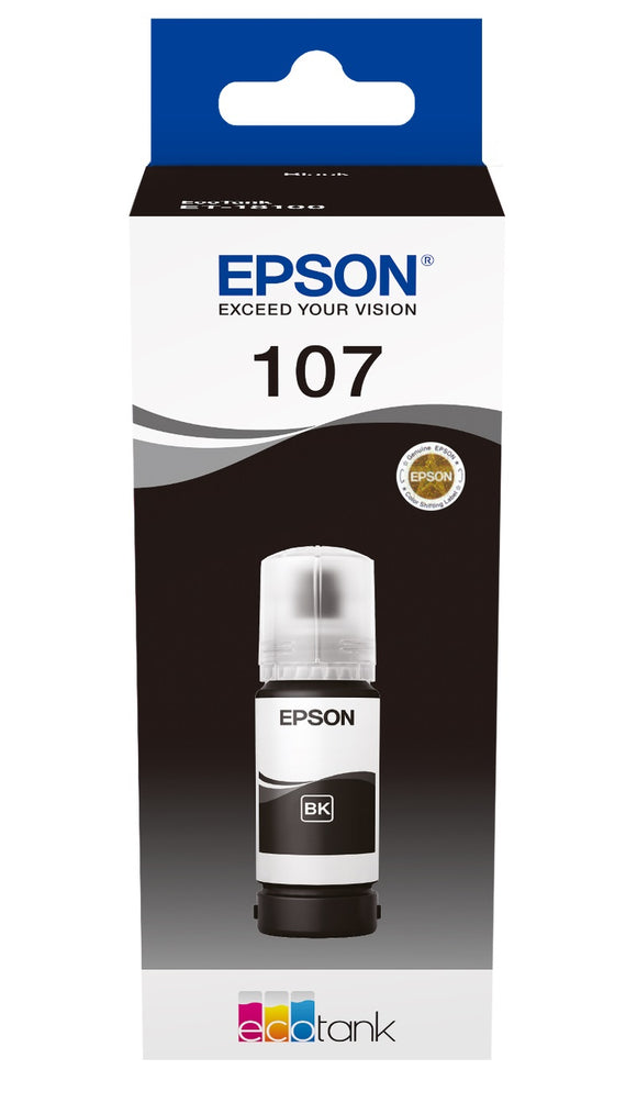 Genuine Epson 107, Black Ecotank Ink Bottle, T09B1, C13T09B140, 70ml