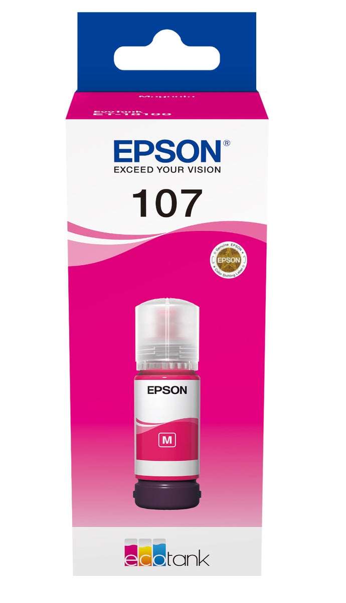 Epson 107, Magenta Ecotank Ink Bottle, T09B3, C13T09B340, 70ml ...