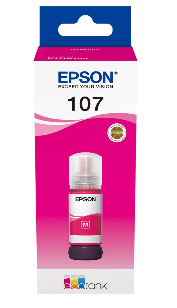 Genuine Epson 107, Magenta Ecotank Ink Bottle, T09B3, C13T09B340, 70ml