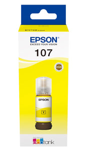 Genuine Epson 107, Yellow Ecotank Ink Bottle, T09B4, C13T09B440, 70ml