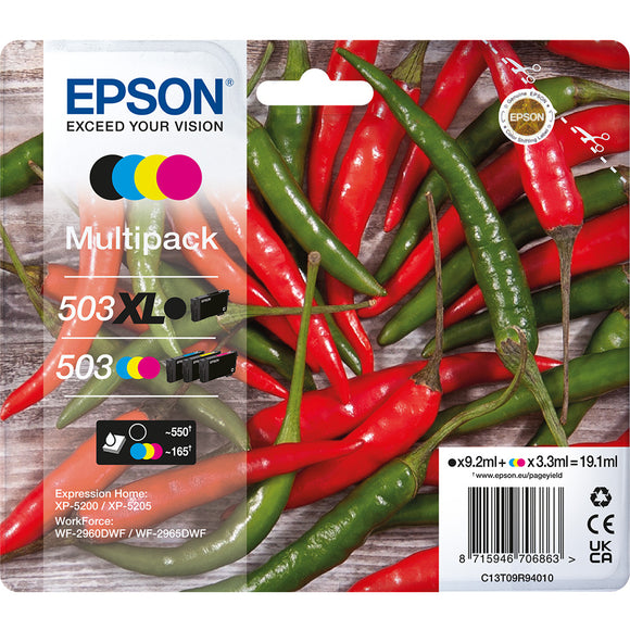 Genuine Epson 503 & 503XL Chillies Multipack Ink Cartridges, T09Q9, C13T09Q94010