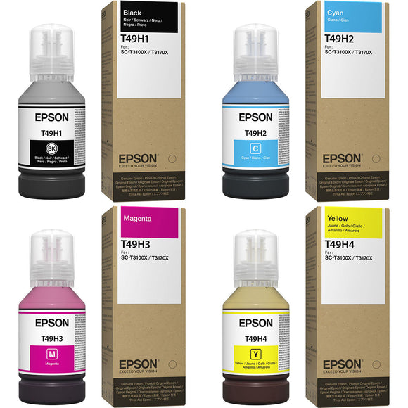 Genuine Epson T49H Black & Colour Ink Refill Bottle Cartridge T49H1 T49H2 T49H3 T49H4