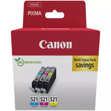 Genuine Canon CLI521, 3-pack Ink Cartridges, CLI-521C, CLI-521M, CLI-521Y 2934B015