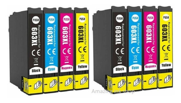 8 Compatible Ink Cartridges, Replaces For Epson 603XL, T03A6, T03A640, NON-OEM