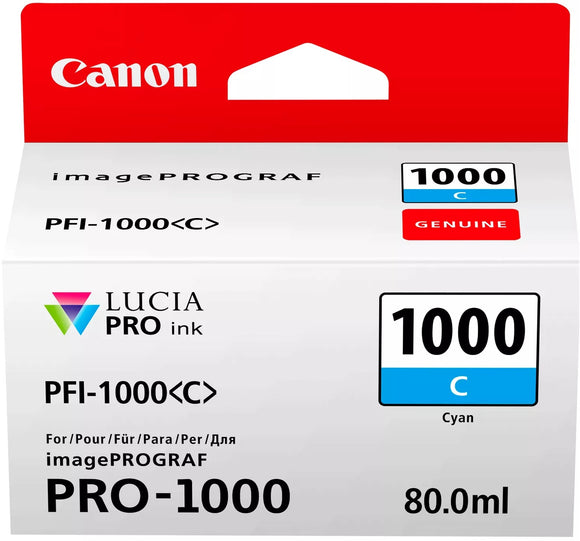 Genuine Canon PFI-1000 Cyan Ink Cartridge PFI-1000C (0547C001)
