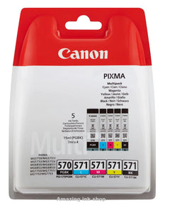Canon Multipack Ink Cartridges PGI-570BK CLI-571BK CLI-571C CLI-571M CLI-571Y