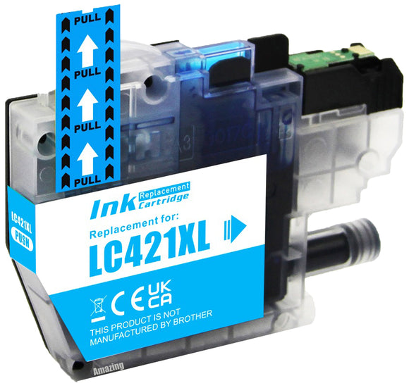 1 Compatible Cyan Ink Cartridge, Replaces For Brother LC421XLC NON-OEM
