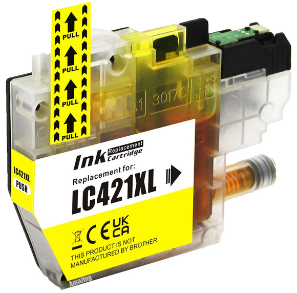 1 Compatible Yellow Ink Cartridge, Replaces For Brother LC421XLY NON-OEM