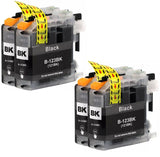 6 Compatible LC123, Black Ink Cartridges, Replaces For Brother LC123BK, NON-OEM