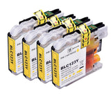 4 Compatible B123Y Yellow Ink Cartridges, Replaces For Brother LC123Y, LC-123Y, NON-OEM