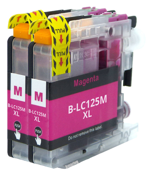 2 Compatible Magenta Ink Cartridge Replaces For Brother LC125XLM, NON-OEM