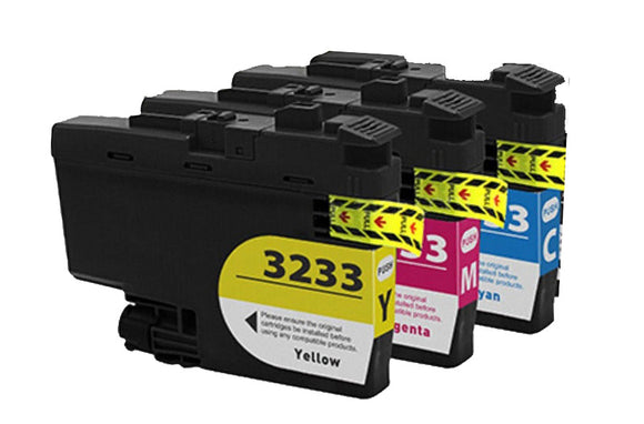 3 Compatible ink cartridges, used for the Brother LC3233CMY