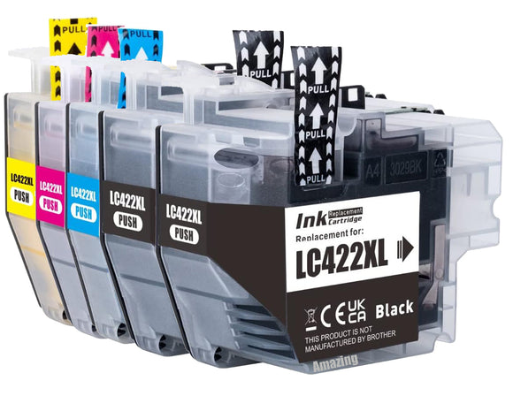 5 Compatible Multipack Ink Cartridges, For Brother LC422XL BK/C/M/Y NON-OEM
