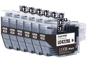 6 Compatible Black Ink Cartridge, Replaces For Brother LC422XLBK NON-OEM
