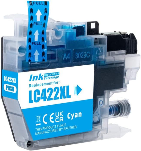 1 Compatible Cyan Ink Cartridge, Replaces For Brother LC422XLC NON-OEM