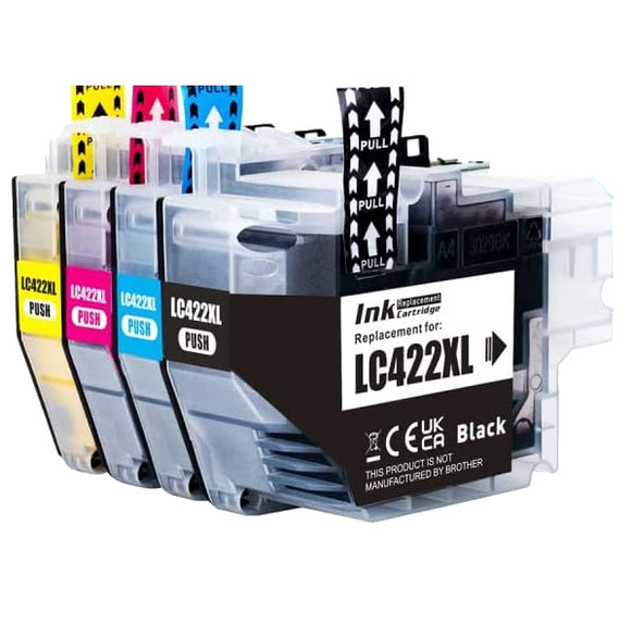 4 Compatible Multipack Ink Cartridges, For Brother LC422XL BK/C/M/Y NON-OEM