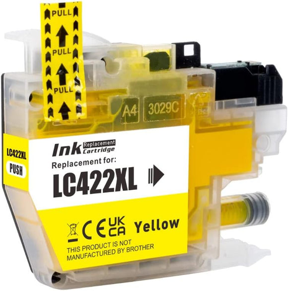 1 Compatible Yellow Ink Cartridge, Replaces For Brother LC422XLY NON-OEM
