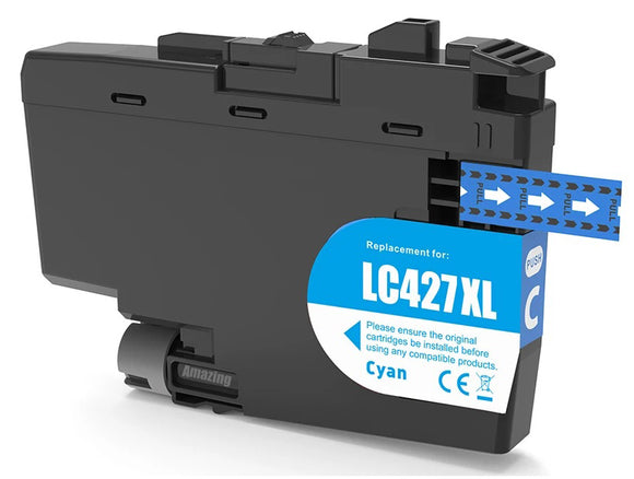 1 Compatible Cyan Ink Cartridge, Replaces For Brother LC427XLC NON-OEM